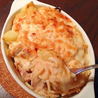 野菜と蒸し鶏の豆乳クリームパスタグラタン